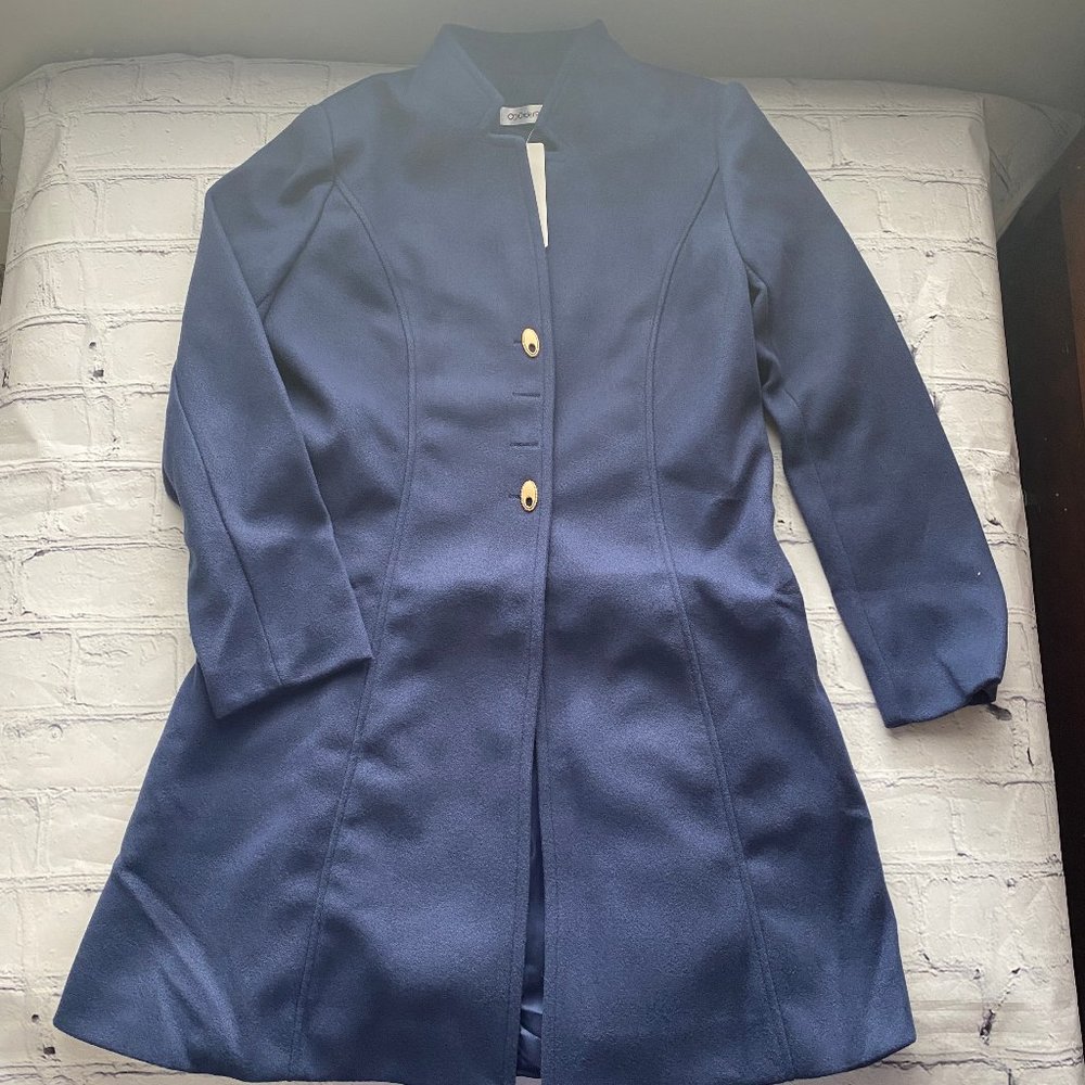 Order Plus Women's Long Blue Coat